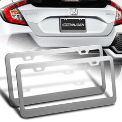2 x Silver Aluminum Alloy Car License Plate Frame Cover Front Or Rear US Size