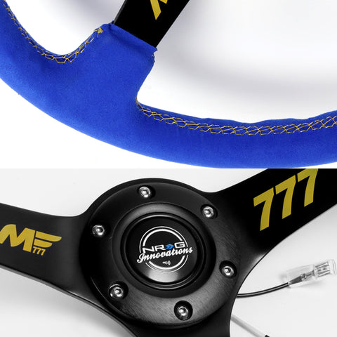 NRG RST-036MB-A-MF1 350MM Drift Blue Alcantara Cross Stitching Steering Wheel