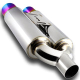 Universal 3.5" Dual Rainbow Tip 2.5" Inlet Stainless Weld-On Exhaust Muffler