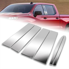 For 2019-2025 Chevy Silverado GMC Sierra Stainless Polish Chrome Door Pillar 6PCS