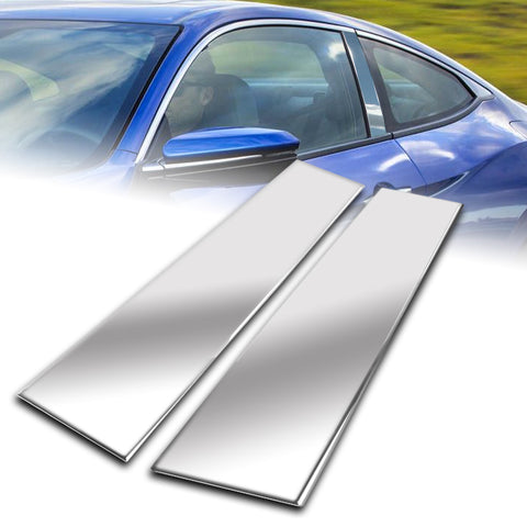 For 2016-2020 Honda Civic Coupe Stainless Polish Mirror Chrome Door Pillar Trim
