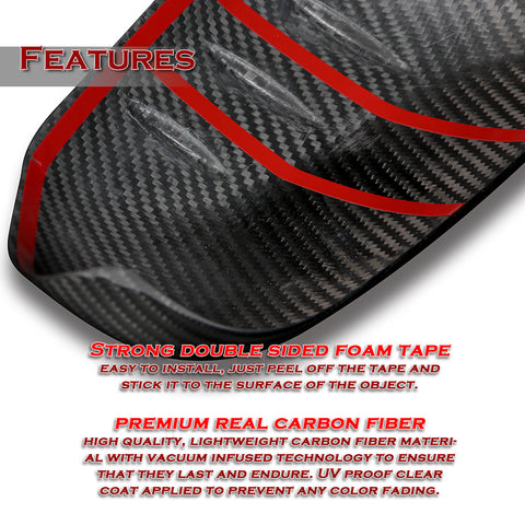 For 2017-2023 Tesla Model 3 Sedan Real Carbon Front Bumper Body Kit Lip 3pcs + For 2017-2023 Tesla Model 3 Real Carbon Fiber Side View Mirror Covers Cap Trim  2pcs