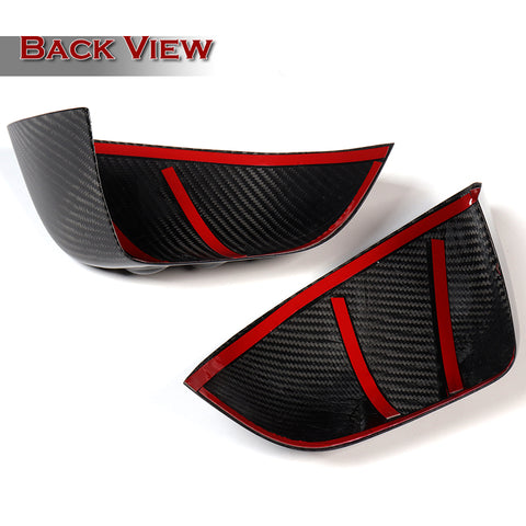 For 2017-2023 Tesla Model 3 Sedan Real Carbon Front Bumper Body Kit Lip 3pcs + For 2017-2023 Tesla Model 3 Real Carbon Fiber Side View Mirror Covers Cap Trim  2pcs