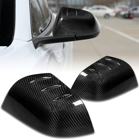 For 2017-2023 Tesla Model 3 Sedan Real Carbon Front Bumper Body Kit Lip 3pcs + For 2017-2023 Tesla Model 3 Real Carbon Fiber Side View Mirror Covers Cap Trim  2pcs