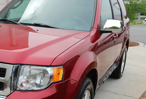 For 2008-2012 Ford Escape Chrome ABS Plastic Side Mirror Cover LH+RH 2-Pcs + For 2008-2012 Ford Escape Stainless Polish Mirror Chrome Door Pillar Trim 6PCS