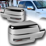 For 2009-2014 Ford F150 Mirror Chrome Full Side Mirror Covers W/ Turn Signal Cut