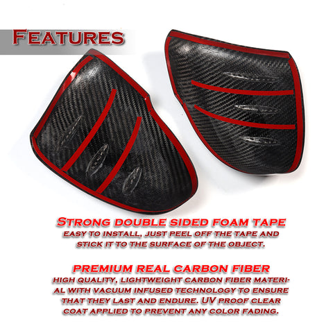 For 2018-2023 Kia Stinger GT-Line Carbon Fiber Front Bumper Splitter Spoiler Lip 3pcs + For 2018-2023 Kia Stinger GT Real Carbon Fiber Side View Mirror Covers Cap Trim 2pcs