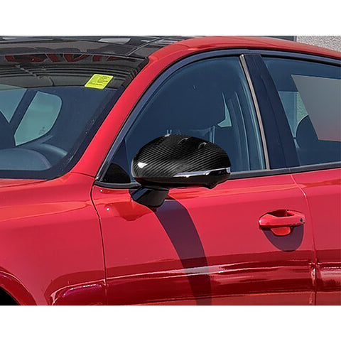 For 2018-2023 Kia Stinger GT-Line Carbon Fiber Front Bumper Splitter Spoiler Lip 3pcs + For 2018-2023 Kia Stinger GT Real Carbon Fiber Side View Mirror Covers Cap Trim 2pcs