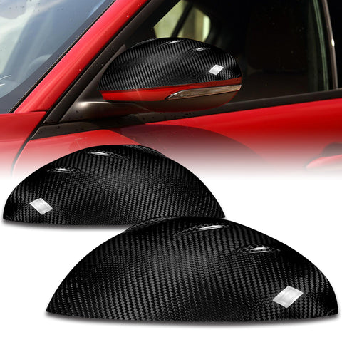 For 2017-2021 Alfa Romeo Giulia Carbon Fiber Front Bumper Splitter Spoiler Lip 3pcs + For 2017-2023 Alfa Romeo Giulia Real Carbon Fiber Side View Mirror Covers Cap  2pcs