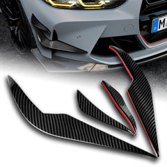 For 2021-25 BMW M3 M4 G80 G82 Carbon Fiber Front Bumper Aero Winglet Canard Fins