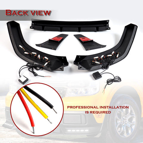 For 2022-2024 Ford Maverick Black Front Bumper Lip LED Sequential Running Lights  3pcs