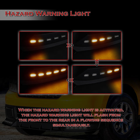 For 2022-2024 Ford Maverick Black Front Bumper Lip LED Sequential Running Lights  3pcs