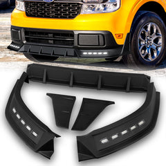 For 2022-2024 Ford Maverick Black Front Bumper Lip LED Sequential Running Lights  3pcs