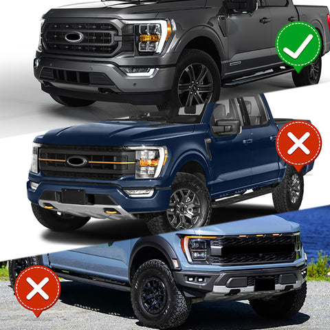 For 2021-2023 Ford F150 Black Front Bumper Lip LED Sequential Running Lights  3pcs