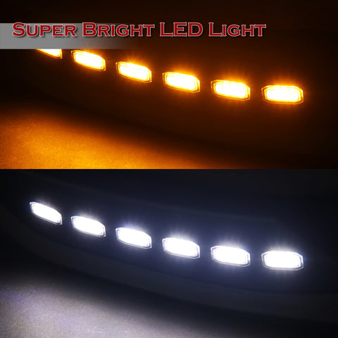 For 2021-2023 Ford F150 Black Front Bumper Lip LED Sequential Running Lights  3pcs