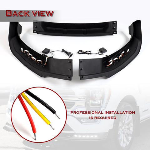 For 2021-2023 Ford F150 Black Front Bumper Lip LED Sequential Running Lights  3pcs