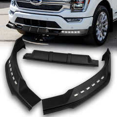 For 2021-2023 Ford F150 Black Front Bumper Lip LED Sequential Running Lights  3pcs