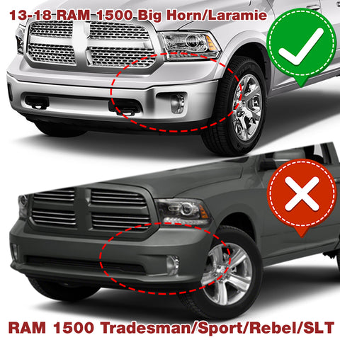 For 2013-2018 Ram 1500 / 2019-2024 Ram 1500 Classic Front Bumper Spoiler Lip  6pcs