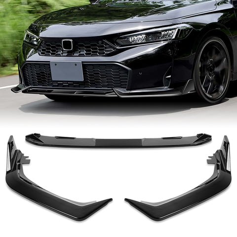 For 2025-2026 Honda Civic Sedan Hatchback Painted Black Front Bumper Lip Spoiler  3pcs