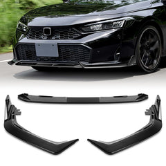 For 2025-2026 Honda Civic Sedan Hatchback Painted Black Front Bumper Lip Spoiler  3pcs