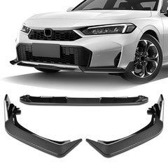For 2025-2026 Honda Civic Sedan Hatchback Carbon Style Front Bumper Lip Spoiler  3pcs