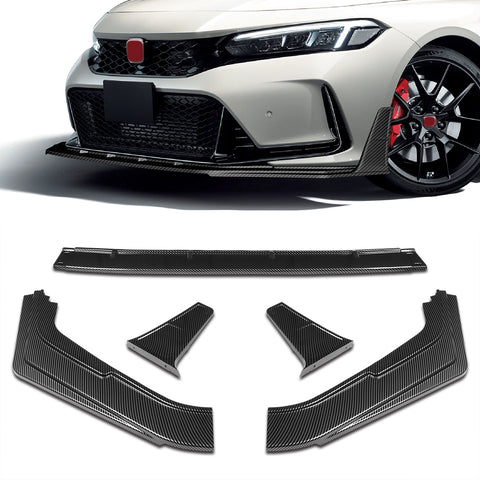 For 2023-2026 Honda Civic Type-R FL5 Carbon Painted Front Bumper Lip Spoiler  3pcs