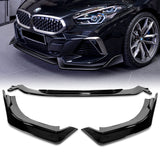 For 2019-2022 BMW Z4 G29 M-Sport Painted Black Front Bumper Body Kit Spoiler Lip + 31"x4" Universal Painted Black Side Skirt Rocker Splitters Diffuser Winglet Wind  5pcs