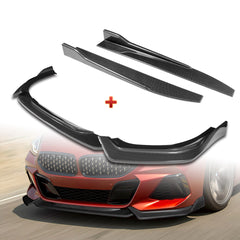 For 2019-2022 BMW Z4 G29 M-Sport Carbon Look Front Bumper Body Kit Spoiler Lip + 31"x4" Universal Carbon Style Side Skirt Rocker Splitters Diffuser Winglet Wind  5pcs