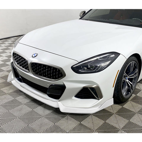For 2019-2022 BMW Z4 G29 M-Sport Painted White Front Bumper Body Kit Spoiler Lip + 86" x 4" Universal Painted White Side Skirt Extension Rocker Splitters Lip 9pcs