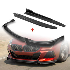 For 2019-2022 BMW Z4 G29 M-Sport Matt Black Front Bumper Body Kit Spoiler Lip + 31" x 4" Universal Black Car side Skirt Rocker Splitters Diffuser Winglet Wind  5pcs