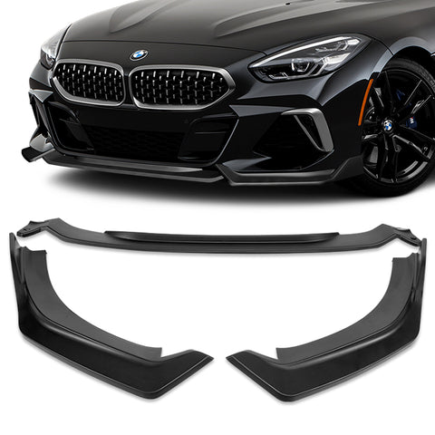 For 2019-2022 BMW Z4 G29 M-Sport Matt Black Front Bumper Body Kit Spoiler Lip + 86" x 4" Universal Black Side Skirt Extension Rocker Splitters Diffuser Lip 9pcs