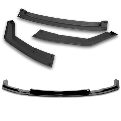 For 2016-2020 BMW M2 F87 RA-Style Painted BLK Front Bumper Spoiler Splitter Lip + 86" x 4" Universal Painted Black Side Skirt Extension Rocker Splitters Lip 9pcs