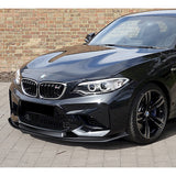 For 2016-2020 BMW M2 F87 RA-Style Painted BLK Front Bumper Spoiler Splitter Lip + 31"x4" Universal Painted Black Side Skirt Rocker Splitters Diffuser Winglet Wind  5pcs