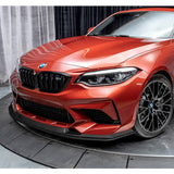 For 2016-2020 BMW M2 F87 RA-Style Carbon Look Front Bumper Spoiler Splitter Lip + 31"x4" Universal Carbon Style Side Skirt Rocker Splitters Diffuser Winglet Wind  5pcs