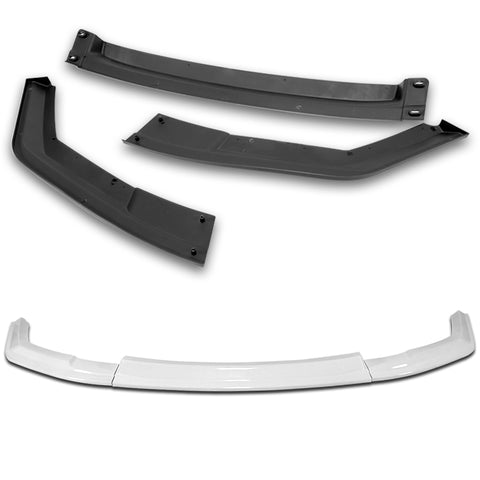 For 2016-2020 BMW M2 F87 RA-Style Painted WH Front Bumper Spoiler Splitter Lip + 86" x 4" Universal Painted White Side Skirt Extension Rocker Splitters Lip 9pcs