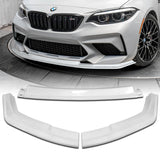 For 2016-2020 BMW M2 F87 RA-Style Painted WH Front Bumper Spoiler Splitter Lip + 86" x 4" Universal Painted White Side Skirt Extension Rocker Splitters Lip 9pcs
