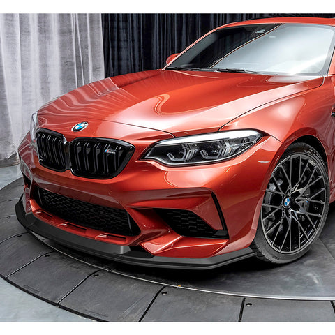 For 2016-2020 BMW M2 F87 RA-Style Matt Black Front Bumper Spoiler Splitter Lip + 86" x 4" Universal Black Side Skirt Extension Rocker Splitters Diffuser Lip 9pcs