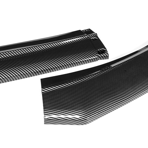For 2021-2025 Ford Mustang Mach-E GT-Style Carbon Look Front Bumper Spoiler Lip + 86" x 4" Universal Carbon Look Side Skirt Extension Rocker Splitters Lip 9pcs