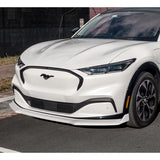 For 2021-2025 Ford Mustang Mach-E GT-Style Painted WH Front Bumper Spoiler Lip + 31"x4" Universal Painted White Side Skirt Rocker Splitters Diffuser Winglet Wind  5pcs