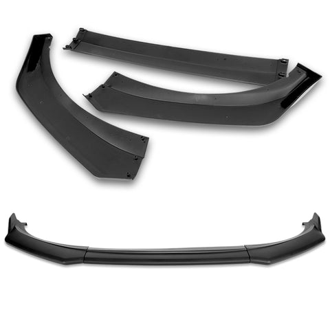 For 2021-2025 Ford Mustang Mach-E GT-Style Matt Black Front Bumper Spoiler Lip + 31" x 4" Universal Black Car side Skirt Rocker Splitters Diffuser Winglet Wind  5pcs