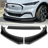 For 2021-2025 Ford Mustang Mach-E GT-Style Matt Black Front Bumper Spoiler Lip + 31" x 4" Universal Black Car side Skirt Rocker Splitters Diffuser Winglet Wind  5pcs