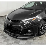 For 2014-2016 Toyota Corolla S GT-Style Painted Black Front Bumper Spoiler Lip + 86" x 4" Universal Painted Black Side Skirt Extension Rocker Splitters Lip 9pcs