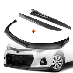 For 2014-2016 Toyota Corolla S GT-Style Carbon Painted Front Bumper Spoiler Lip + 31"x4" Universal Carbon Style Side Skirt Rocker Splitters Diffuser Winglet Wind  5pcs