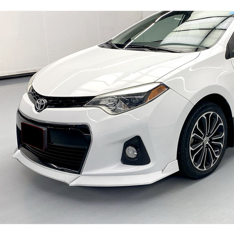 For 2014-2016 Toyota Corolla S GT-Style Painted White Front Bumper Spoiler Lip + 31"x4" Universal Painted White Side Skirt Rocker Splitters Diffuser Winglet Wind 5pcs
