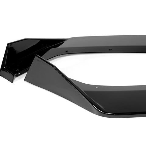 For 2020-2025 Chevy Corvette C8 5VM-Style Painted Black Front Bumper Spoiler Lip + 31"x4" Universal Painted Black Side Skirt Rocker Splitters Diffuser Winglet Wind  5pcs