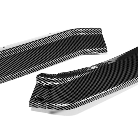 For 2020-2025 Chevy Corvette C8 5VM-Style Carbon Look Front Bumper Spoiler Lip + 86" x 4" Universal Carbon Look Side Skirt Extension Rocker Splitters Lip 9pcs