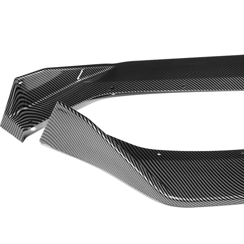 For 2020-2025 Chevy Corvette C8 5VM-Style Carbon Look Front Bumper Spoiler Lip + 86" x 4" Universal Carbon Look Side Skirt Extension Rocker Splitters Lip 9pcs