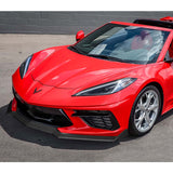 For 2020-2025 Chevy Corvette C8 5VM-Style Carbon Look Front Bumper Spoiler Lip + 86" x 4" Universal Carbon Look Side Skirt Extension Rocker Splitters Lip 9pcs