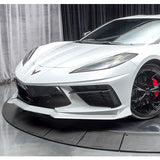 For 2020-2025 Chevy Corvette C8 5VM-Style Painted White Front Bumper Spoiler Lip + 31"x4" Universal Painted White Side Skirt Rocker Splitters Diffuser Winglet Wind  5pcs