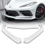 For 2020-2025 Chevy Corvette C8 5VM-Style Painted White Front Bumper Spoiler Lip + 31"x4" Universal Painted White Side Skirt Rocker Splitters Diffuser Winglet Wind  5pcs